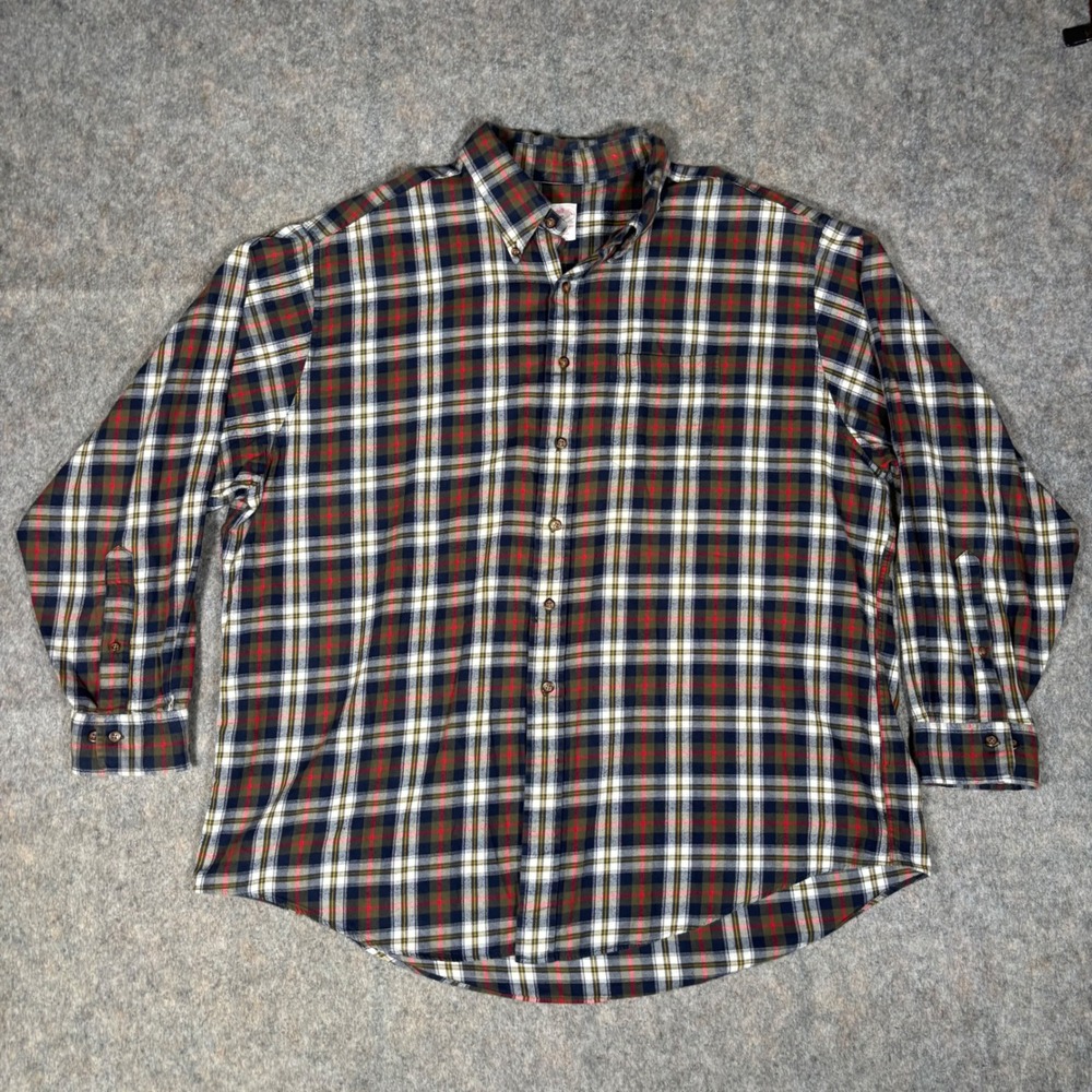 Brooks Brothers 346 Button Down Mens XXL Plaid Flannel Shirt Regular Fit